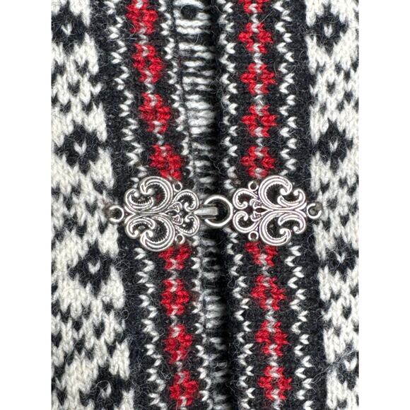 Vintage SKYR Norway Wool Cardigan Nordic Pewter Clasp Selbu snowflake medium - Picture 9 of 13